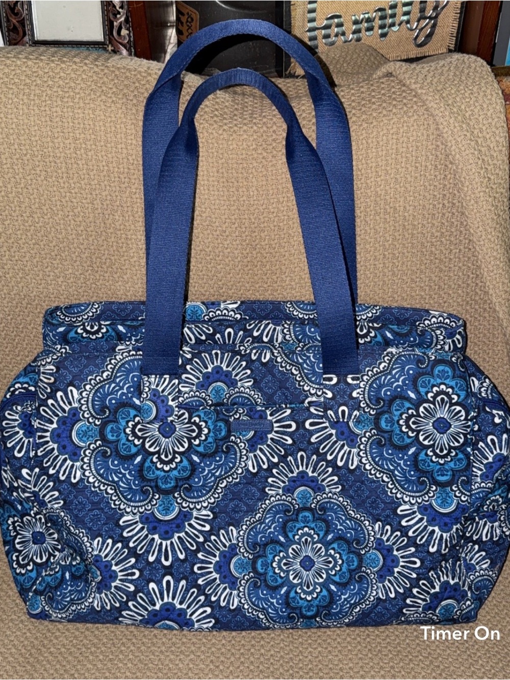Vera Bradley Blue Floral Quilted Weekender Tote Bag 6 piece set - Picture 2 of 9